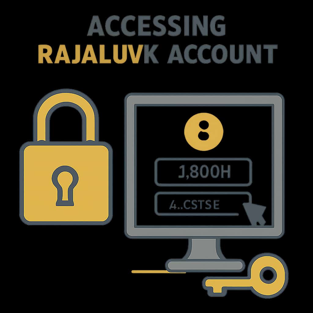 Diagram explaining how to access Rajaluck account.