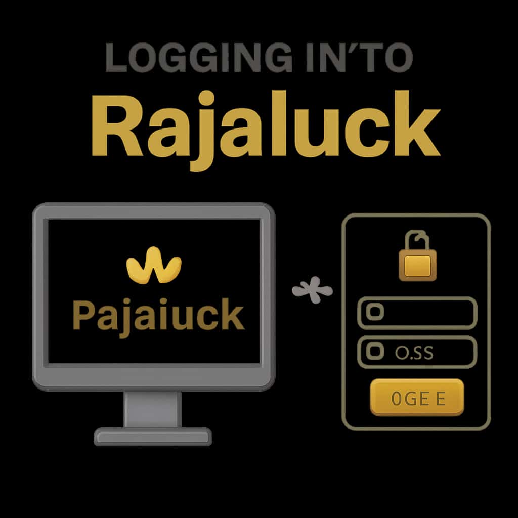 An instructional diagram showing the steps to access Rajaluck.