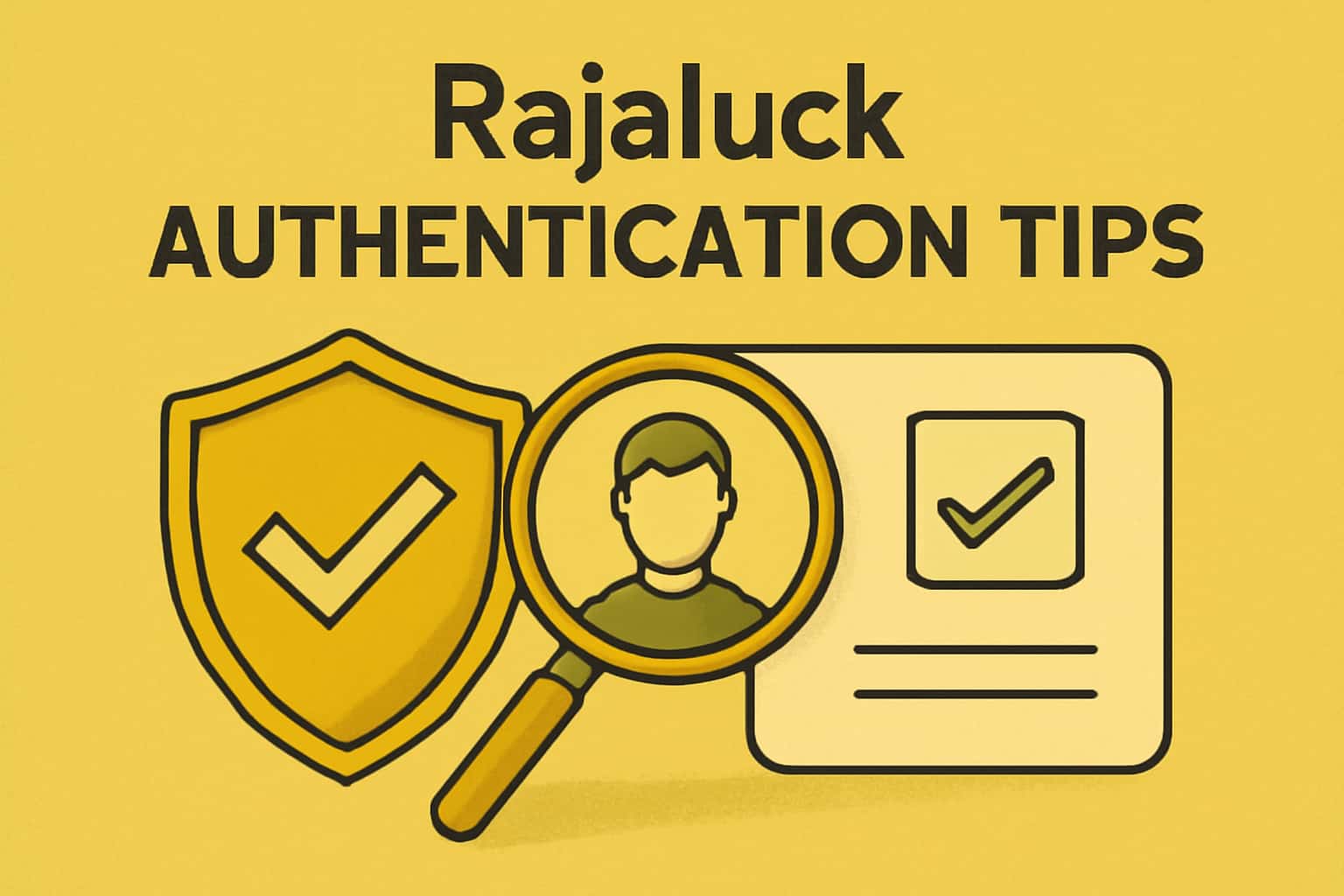 Visual representation of Rajaluck Authentication Tips with a high-tech design.
