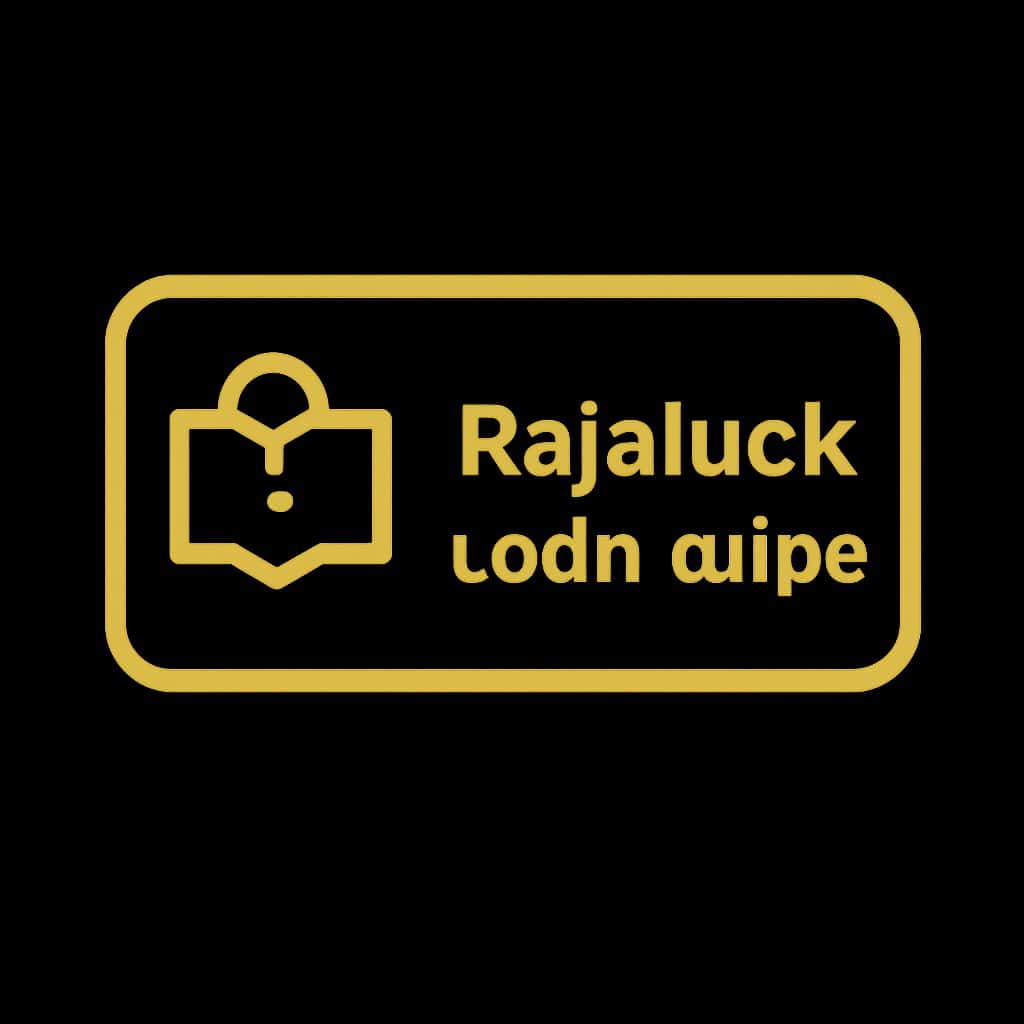 A badge representing the Rajaluck Login Guide with clear text.