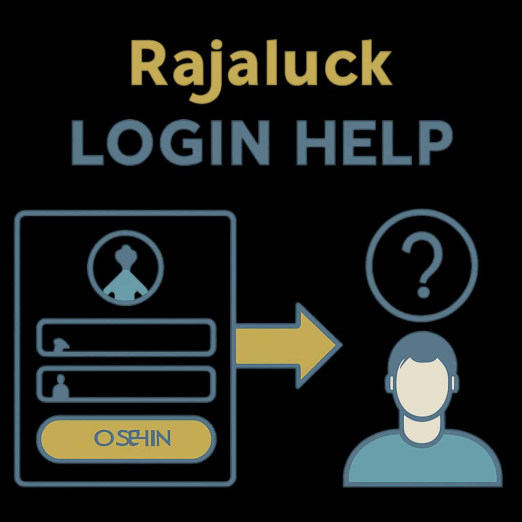 An educational illustration detailing Rajaluck login procedures.