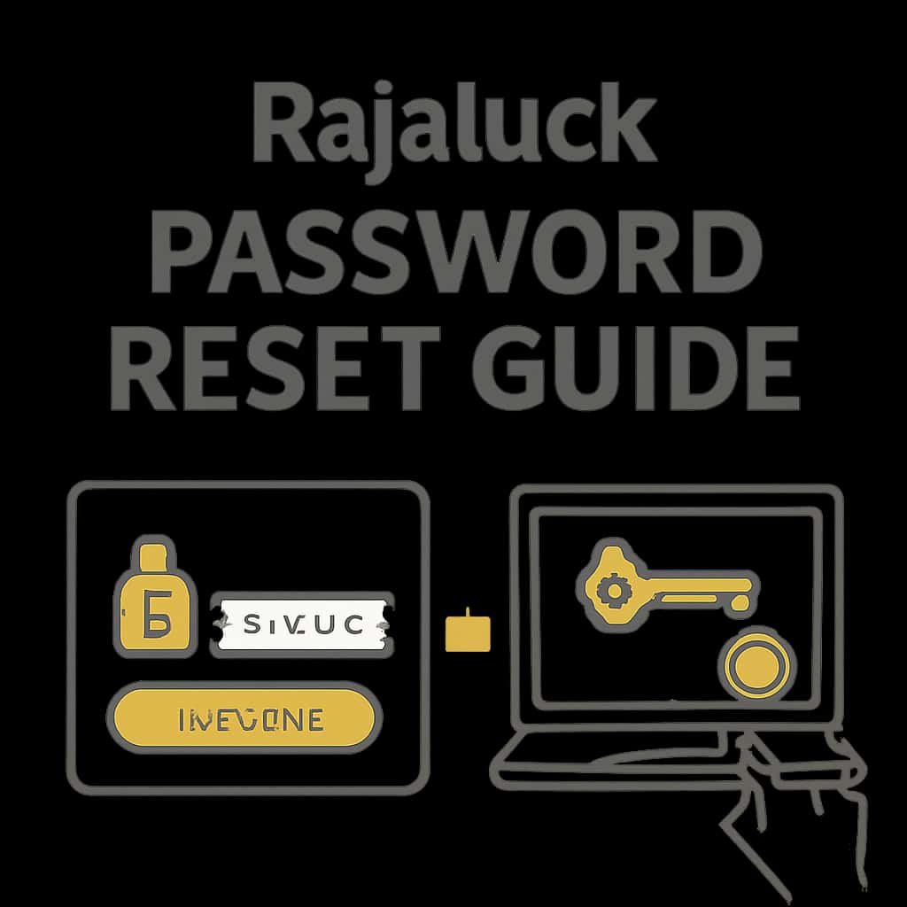 An educational illustration detailing the password reset process for Rajaluck users.
