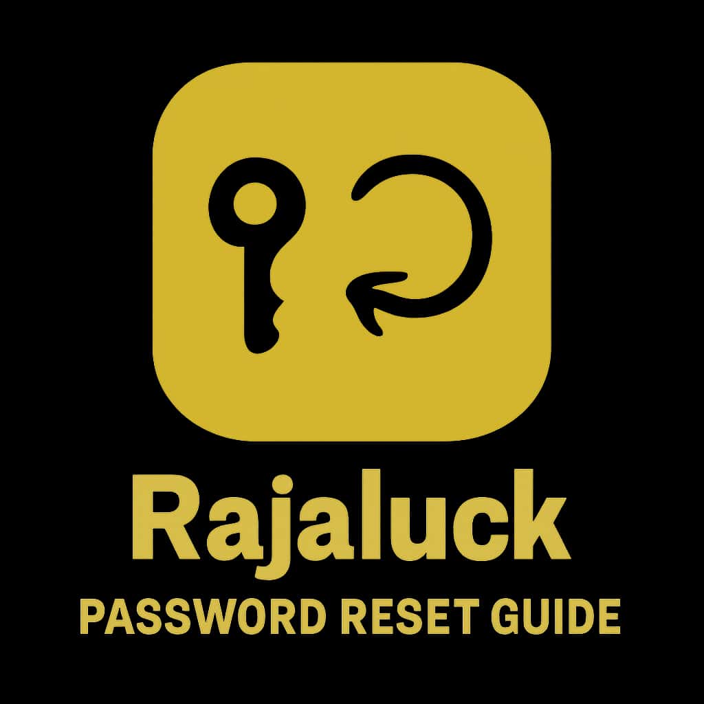 An icon representing the Rajaluck Password Reset Guide, featuring clean typography and a tech-inspired design.