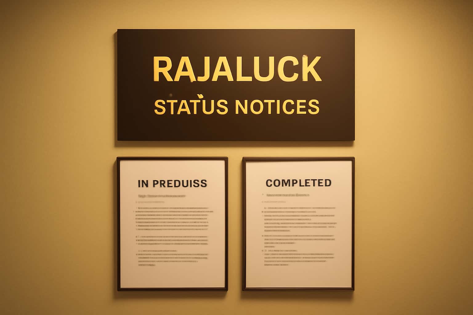Visual representation of Rajaluck Status Notices with informative elements.
