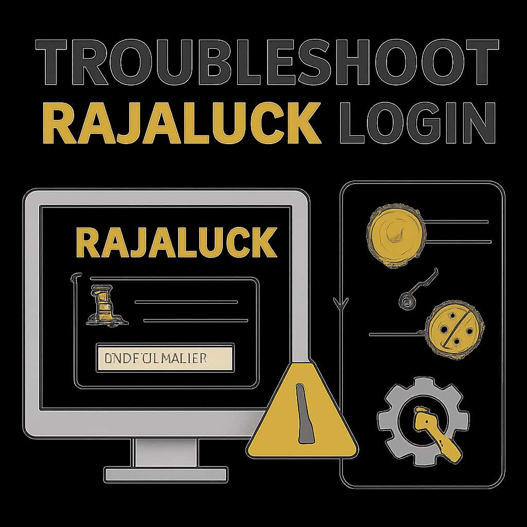 Illustration showing troubleshooting steps for Rajaluck login.